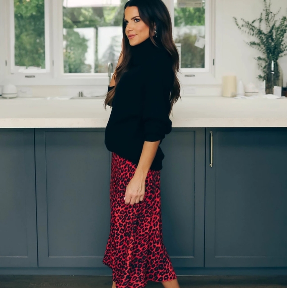 Vici Dresses & Skirts - Vici Red Leopard Midi Skirt